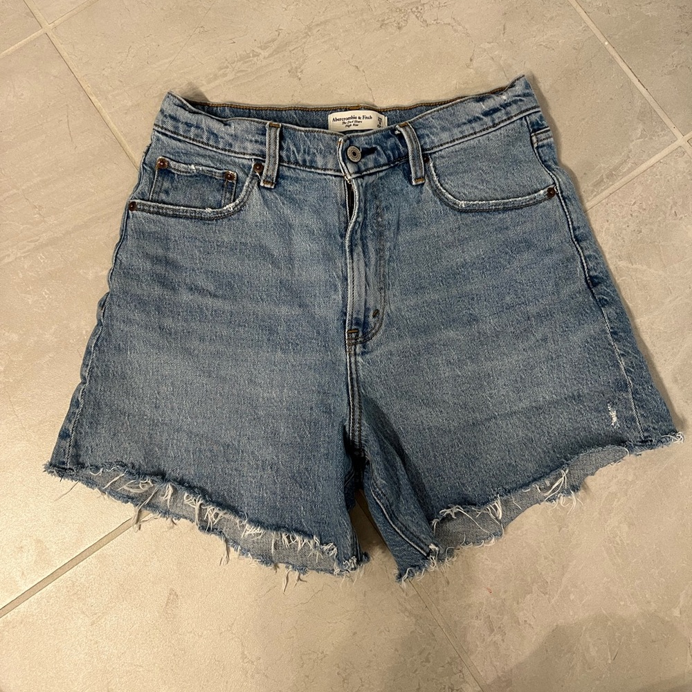 Abercrombie & Fitch High Waist Denim Shorts - Blue